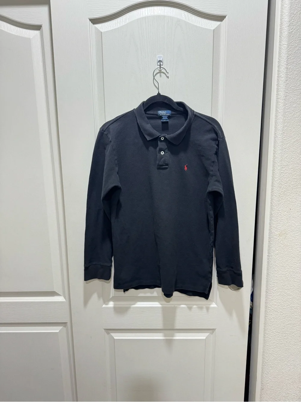 Polo Ralph Lauren Boys XL 20 Black Long Sleeve Polo Shirt Red Pony Cotton